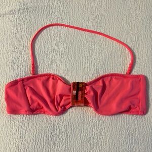 Coral bandeau bikini top with embellishments